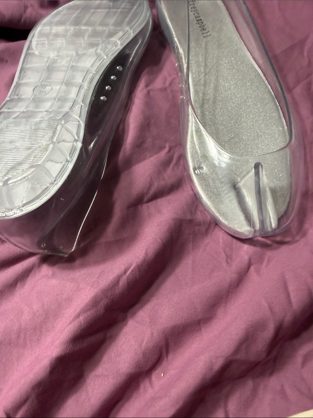 Jeffrey Campbell Clear Jelly Split-Toe Ballet Flats with Silver Insole - Picture 5 of 5